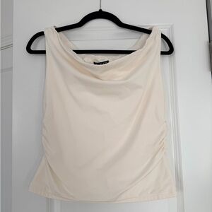 J. Crew Cream Off-The-Shoulder Draped Sleeveless Top